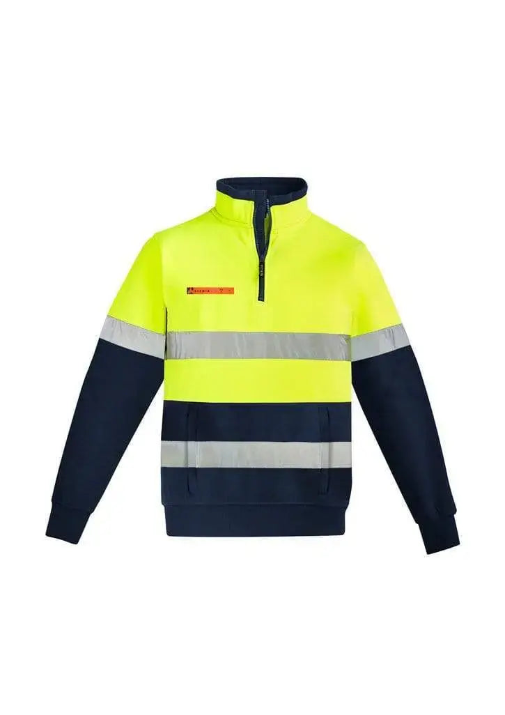 SYZMIK men's orange flame HRC 2 taped 1/4 zip brushed fleece ZT150 Metro Workwear.